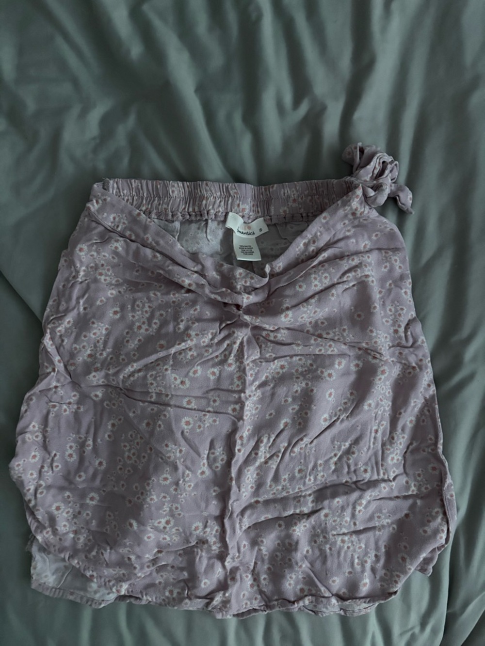 Women's Lavender Floral Tie-Waist Skirt